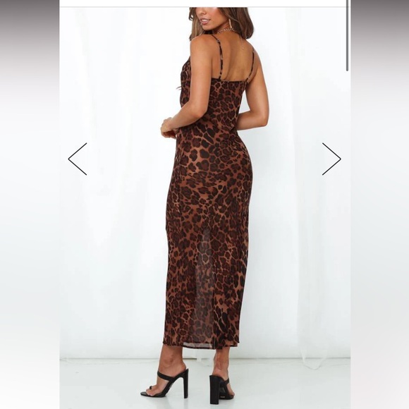 NWOT SNDYS SKIN MAXI DRESS LEOPARD SZ 6 - Picture 2 of 3